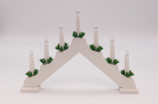 7 Bulb White Wooden Christmas Candle Bridge