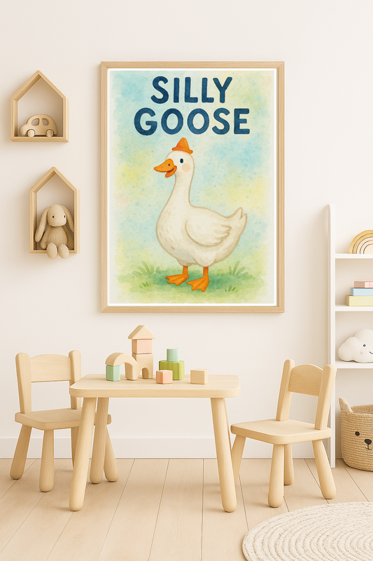 Silly Goose Nursery Children's Room Wall Decor Print
