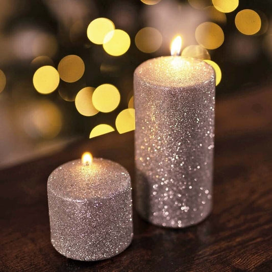 Premium Quality Glitter Pillar Candles Decorations