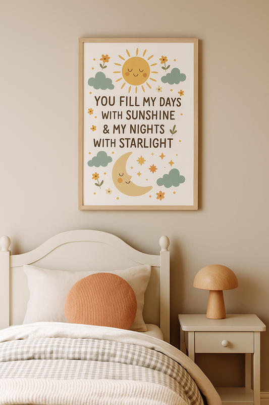 Sunshine & Starlight – Quote Wall Art for Baby’s Room or Nursery