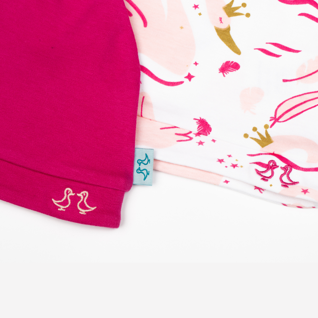 Swan Princess Print Girls Set of 2 Baby Hats