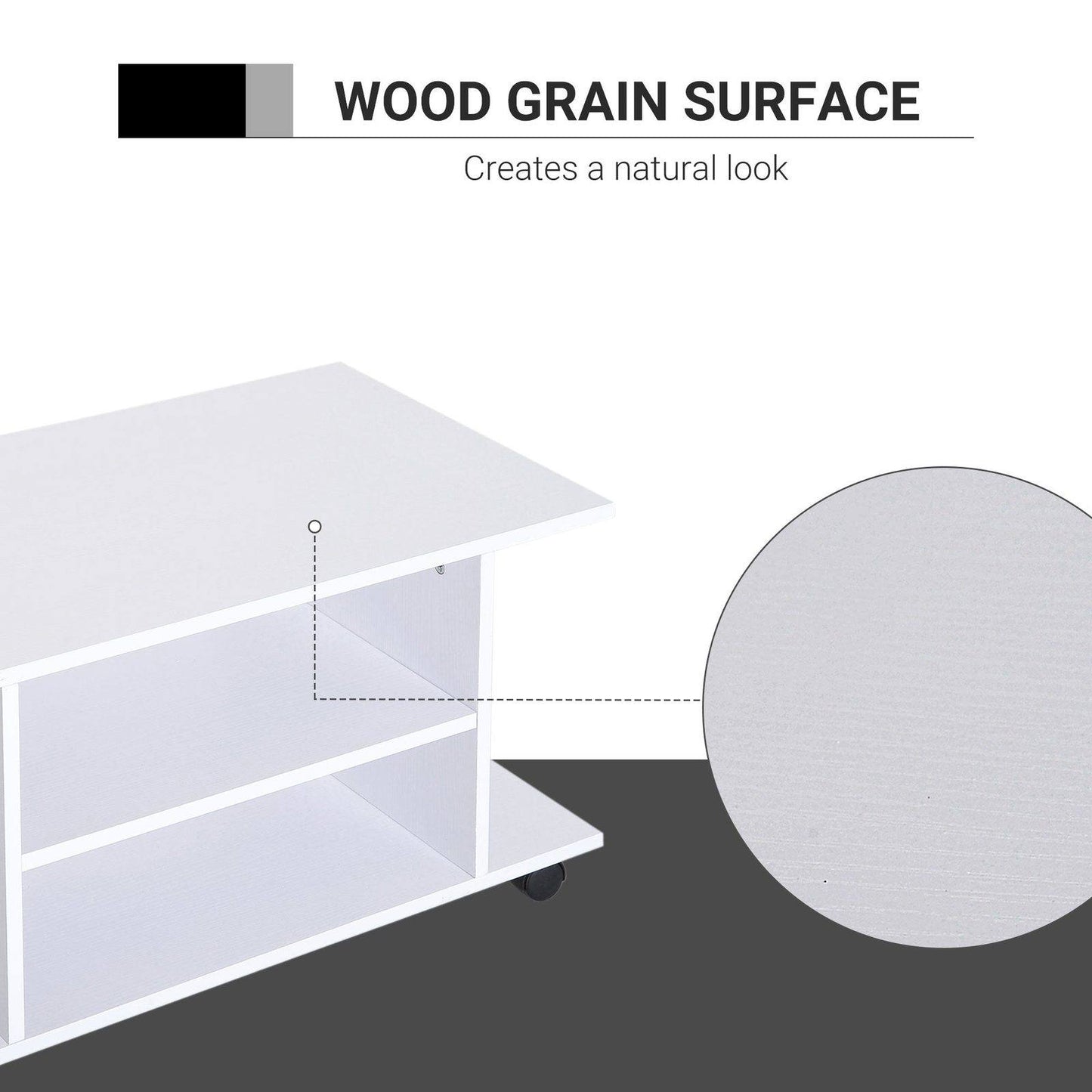 Modern TV Cabinet Stand Storage Shelves Table Mobile Bedroom Furniture Bookshelf Bookcase White New
