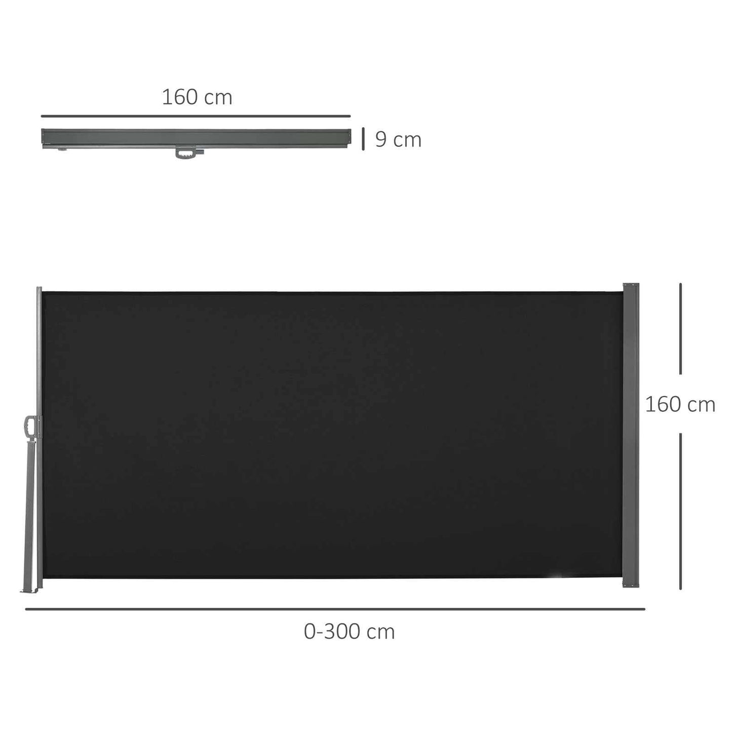 Retractable Sun Side Awning Screen Fence Patio Garden Wall Balcony Screening Panel Outdoor Blind Privacy Divider 3x1.6M