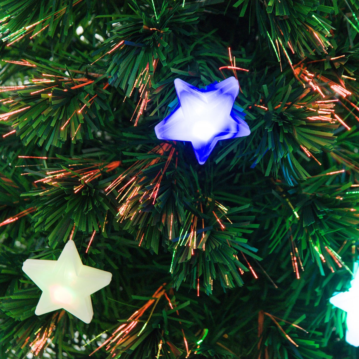 Homcom 4FT Prelit Artificial Christmas Tree Fibre Optic Star LED Light with LED Light for Indoor Party