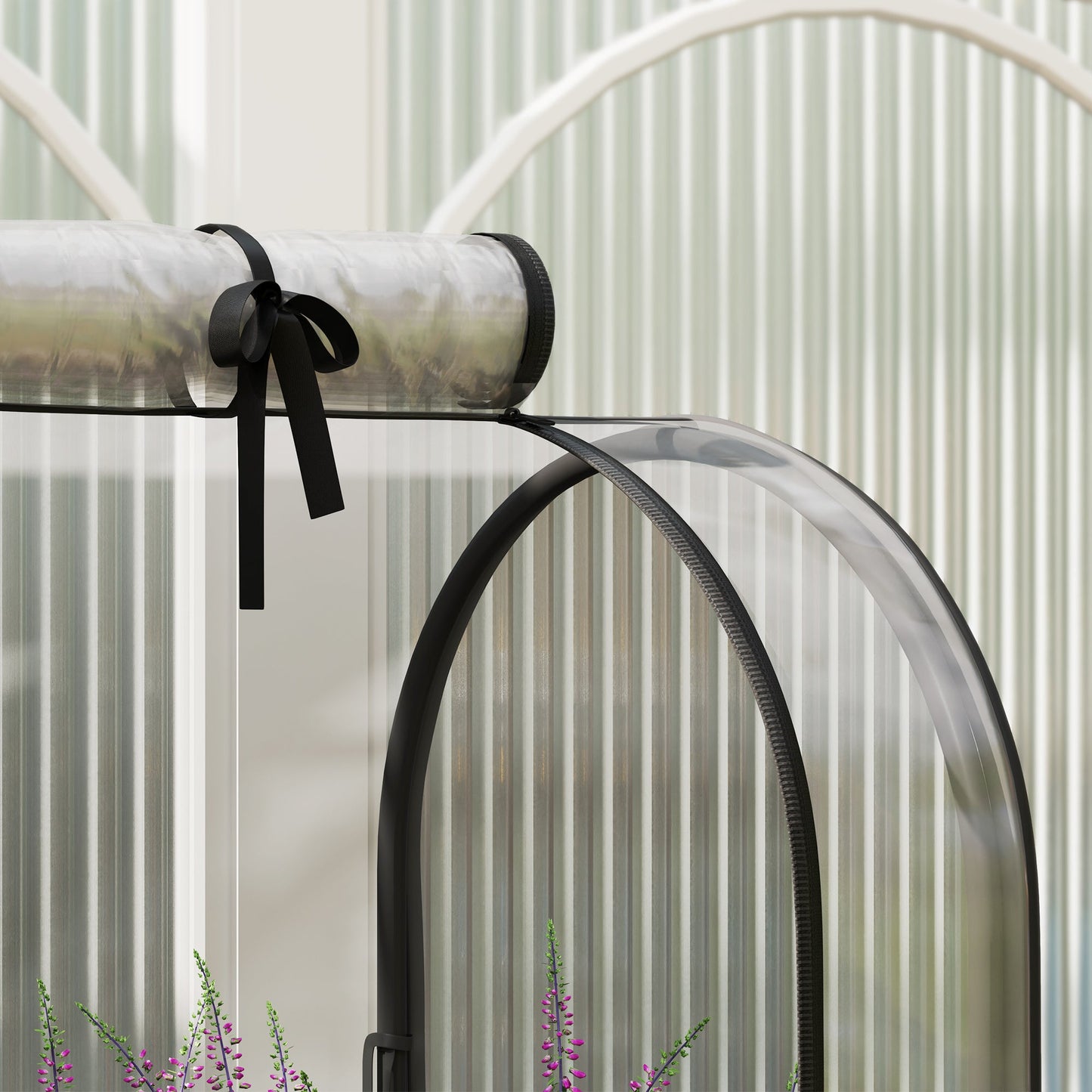 Outsunny Mobile Raised Garden Bed with Greenhouse Cover, Green