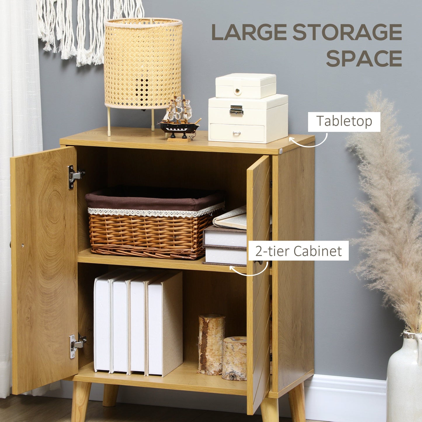 Vintage-Look Freestanding Sideboard With Inner Shelf