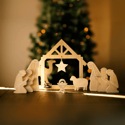 10pc Wooden Nativity Scene