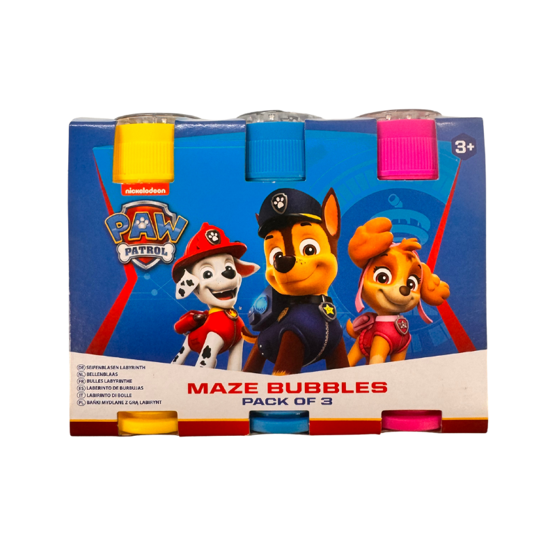Wholesale Paw Patrol Bubbles With Maze Tops 3 Pack - (Case of 24)