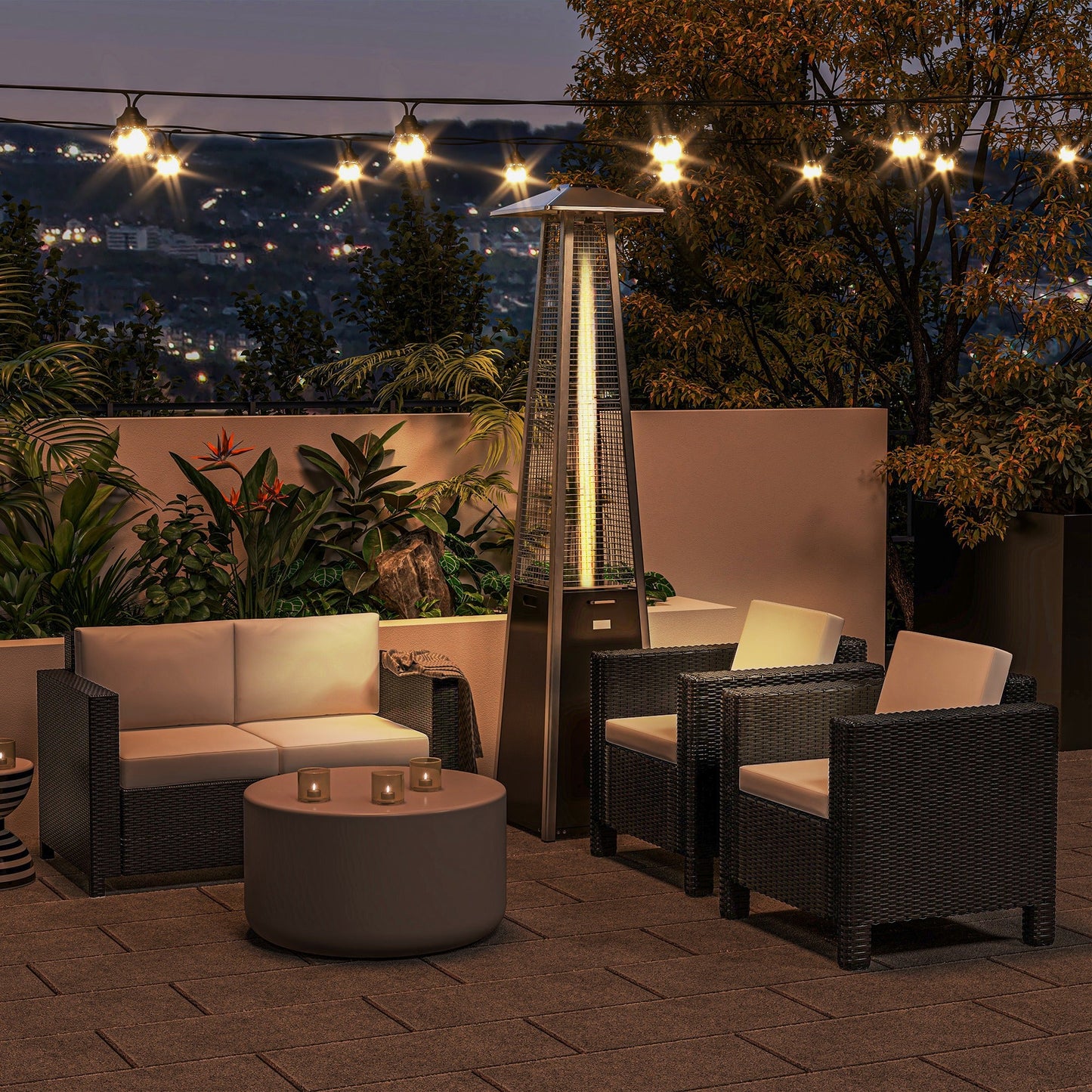 Outsunny Rattan Wicker 2-seat Sofa Loveseat Padded Garden Furniture