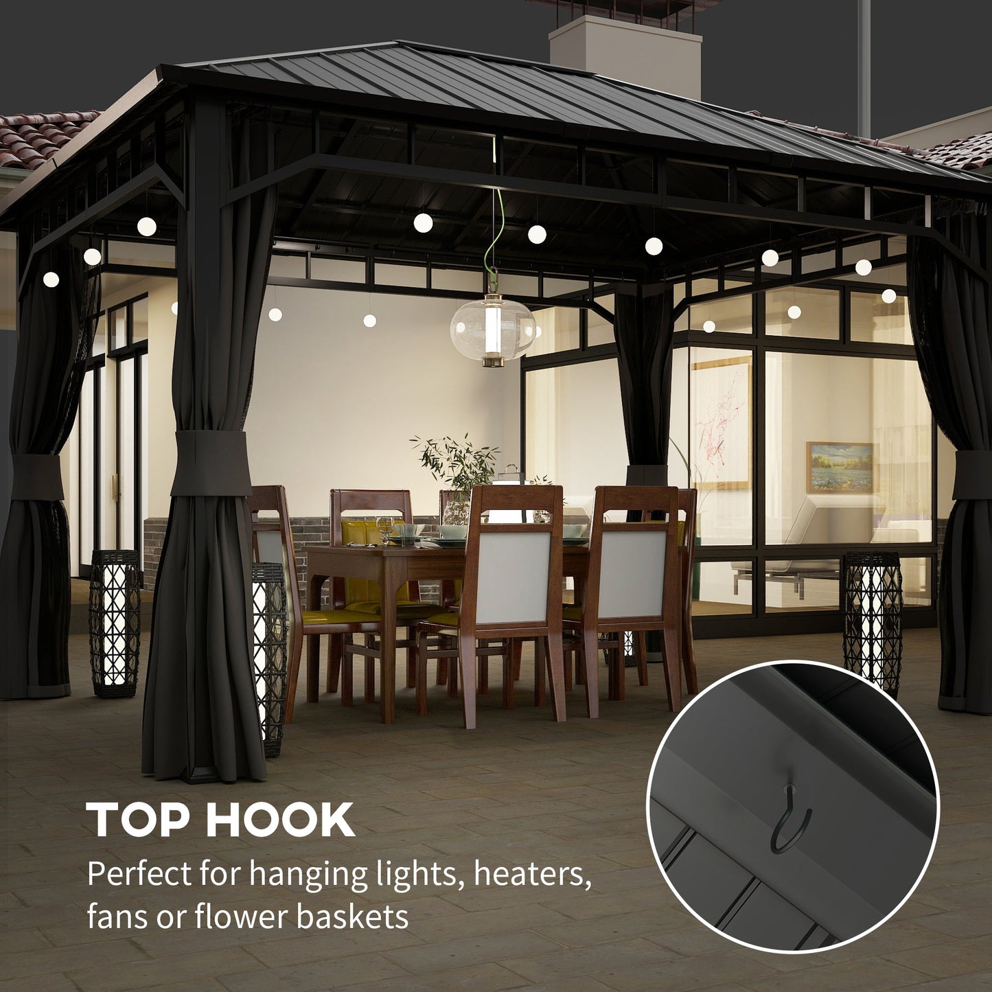 Outsunny 3 x 3(m) Hardtop Gazebo with Galvanised Steel Roof and Sides