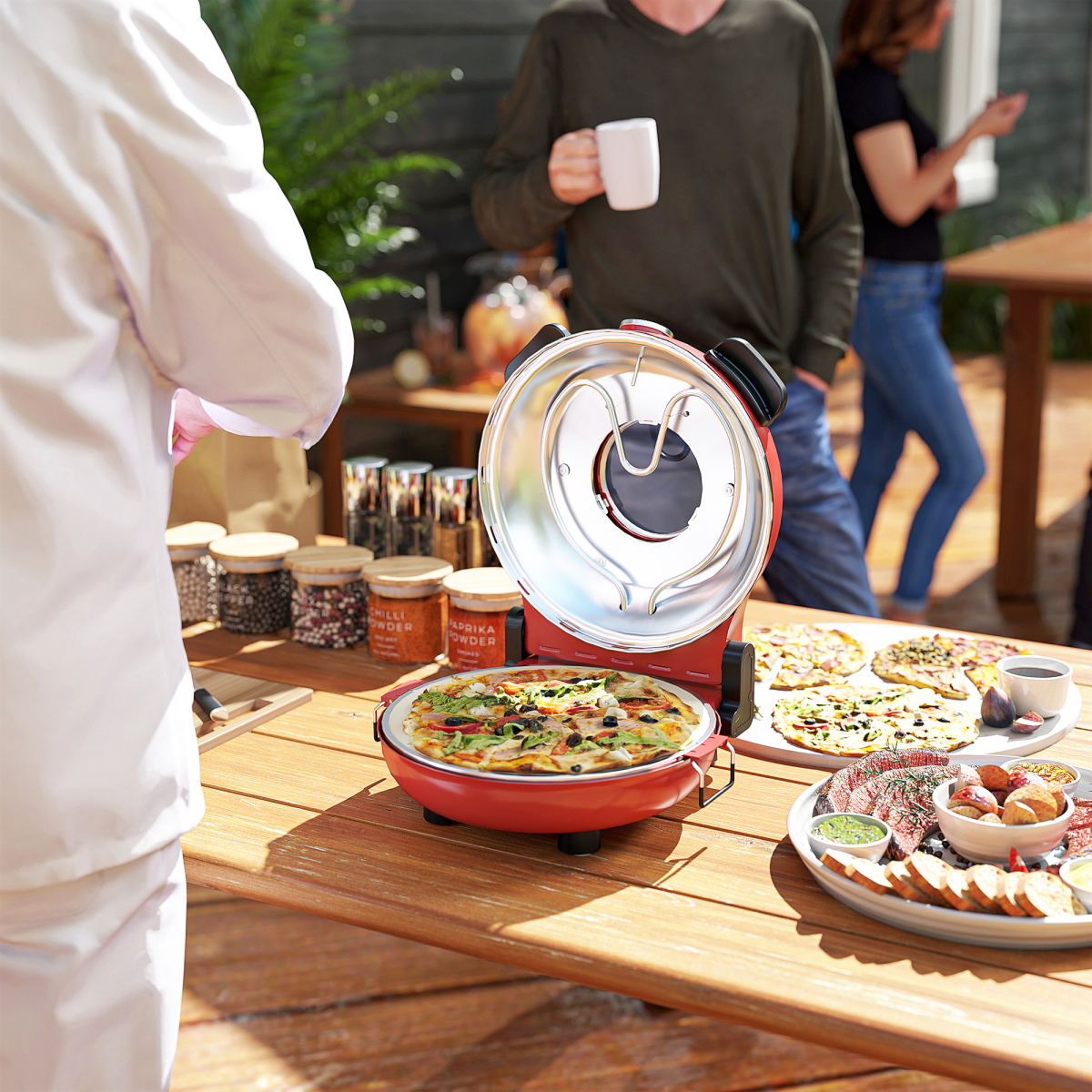 HOMCOM 1200W Pizza Oven, Pizza Maker, 5-Min Crisp, Dual Knob Control