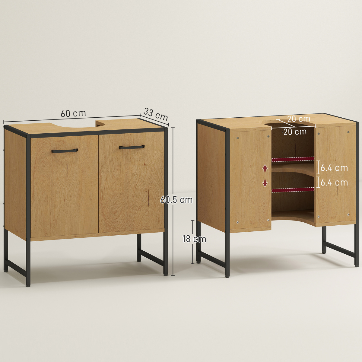 HOMCOM Bathroom Under Sink Cabinet for Basin without or with Pedestal