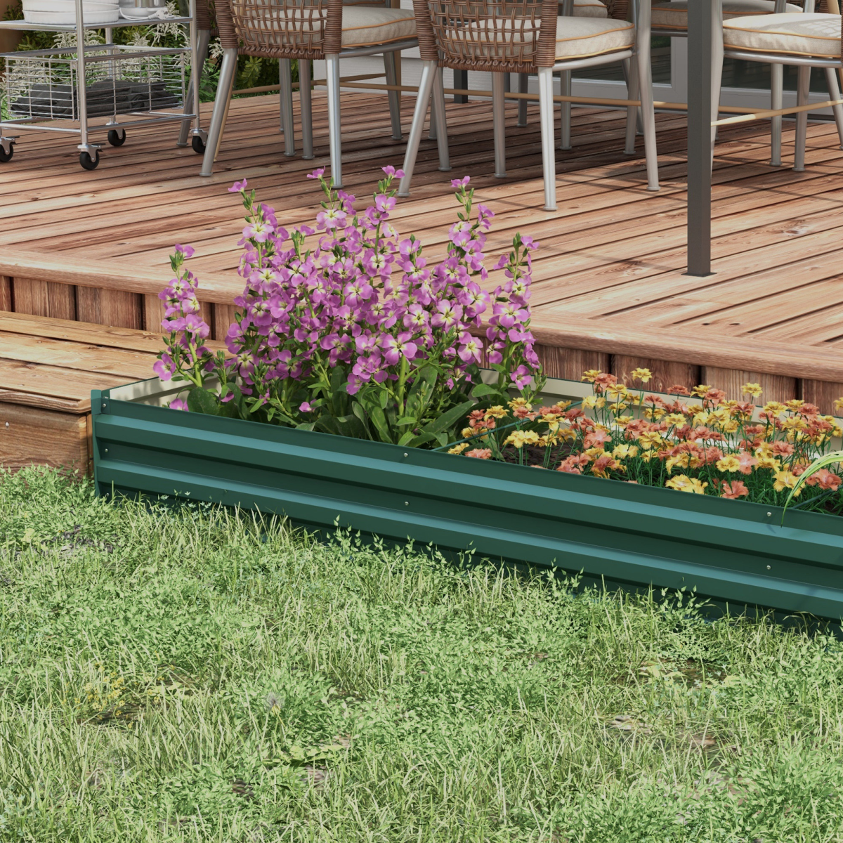 Outsunny Galvanised Raised Bed for Garden, Outdoor Elevated Planter Box