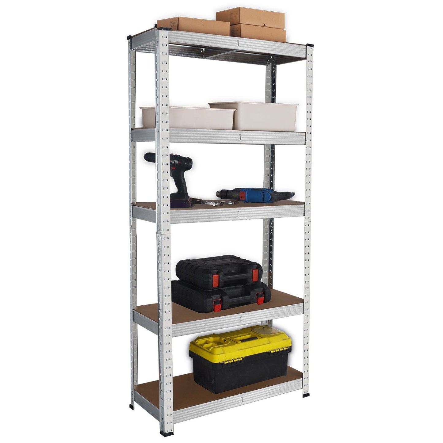 Sturdy steel Frame 4 Layers Garage Shelving 5 Thick MDF shelves