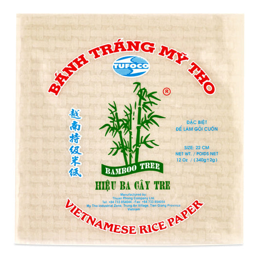 BAMBOO TREE Square Vietnamese Rice Paper Banh Trang My Tho 22cm 340g
