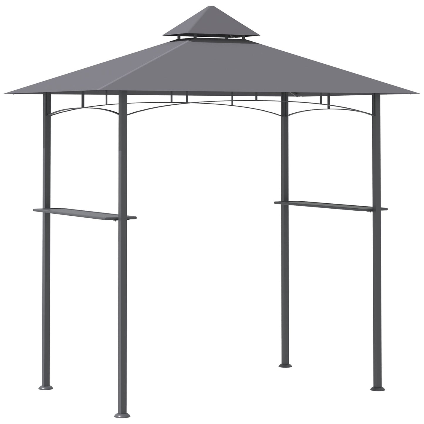 2.5M 8ft New Double-Tier BBQ Gazebo Grill Canopy Barbecue Tent Shelter Patio Deck Cover - Grey