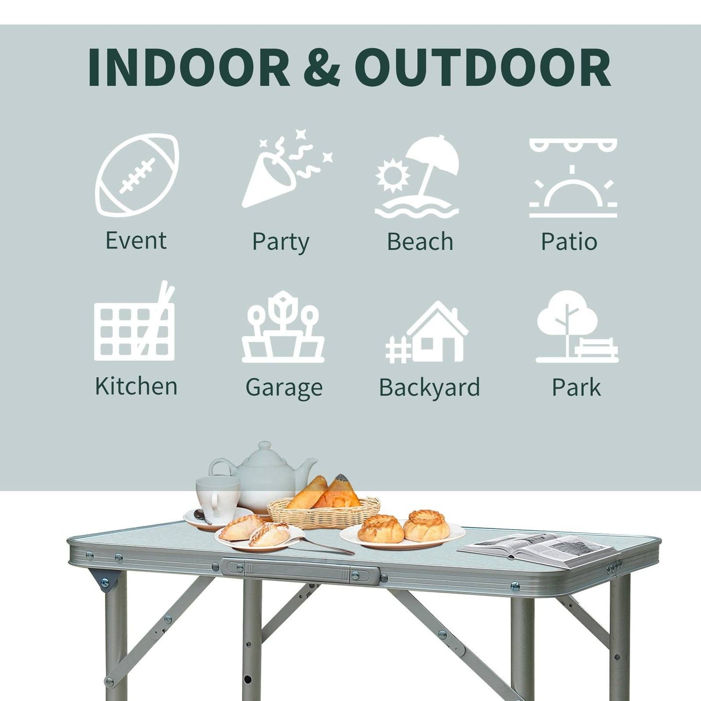 Patio Foldable Picnic Table-Silver