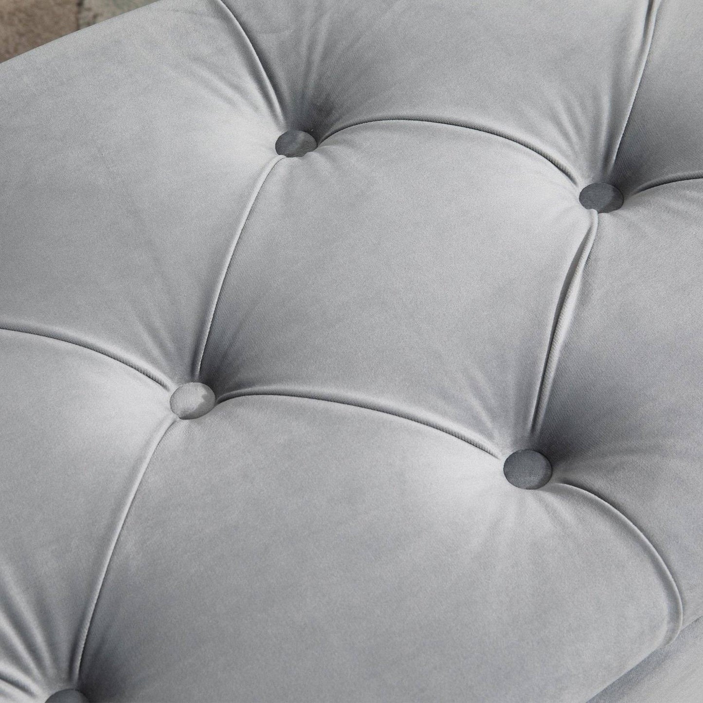 Semi-Circle Bed End Bench Ottoman with Storage Tufted Upholstered Accent Seat Footrest Stool with Rubberwood Legs for Bedroom & Entryway