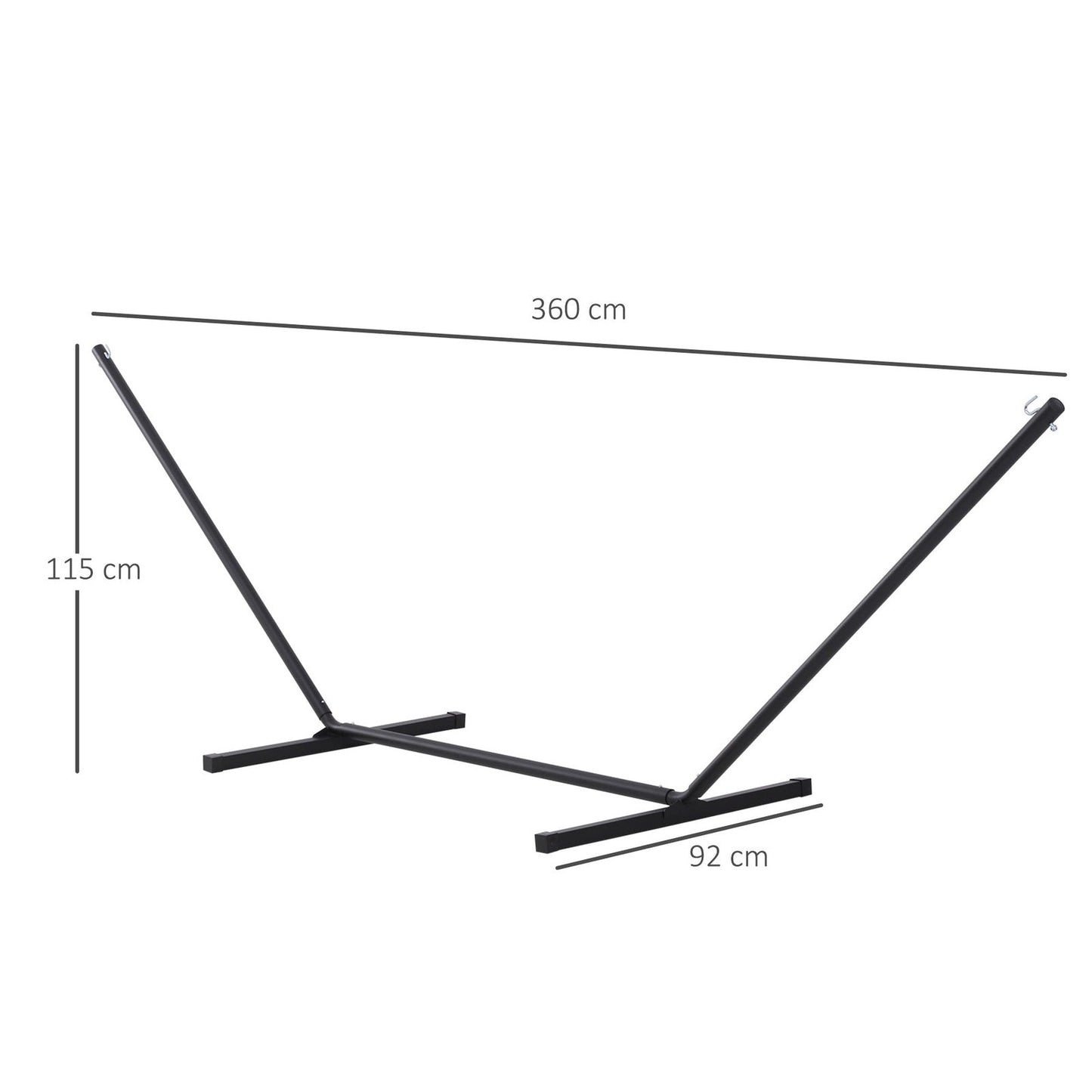 3.6m Extra-long Universal Hammock Stand Metal Frame Garden Camping Picnic Outdoor Patio Replacement Stand Only