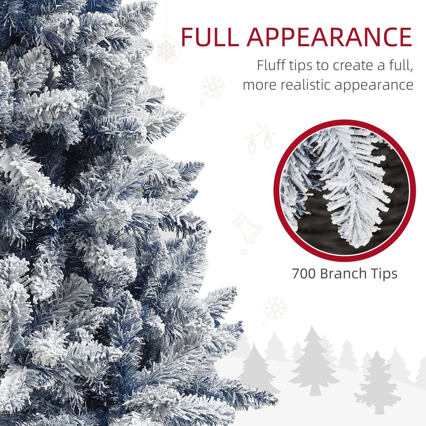 6ft Christmas Tree Artificial - White Frosted Green 700 Tips