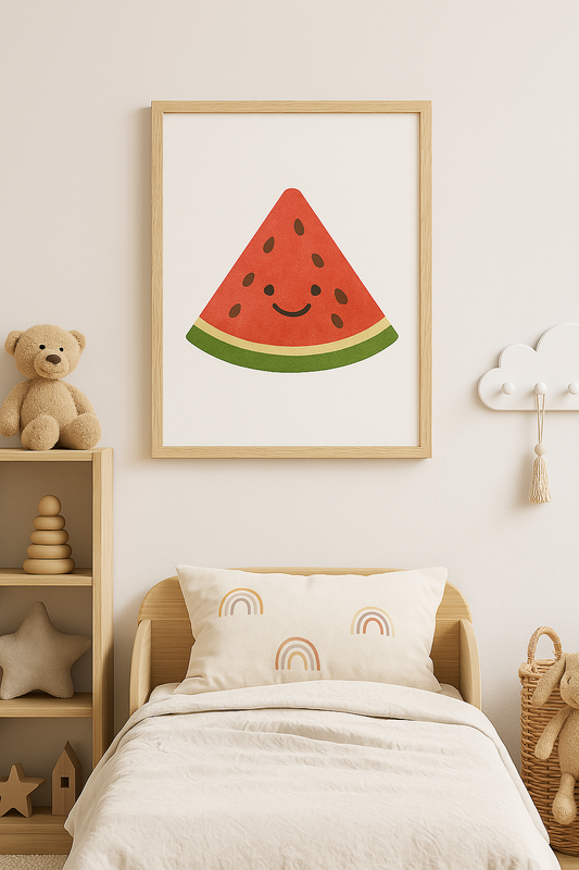 Watercolour Happy Watermelon Fruit Nursery Children's Room Wall Decor Print