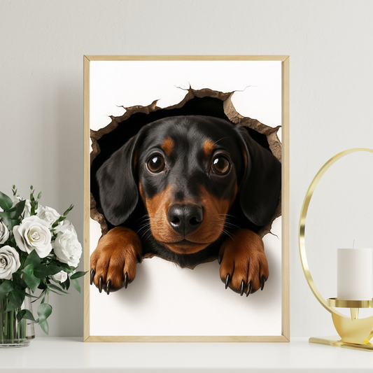 Peekaboo Pup – 3D Dachshund Wall Art Print