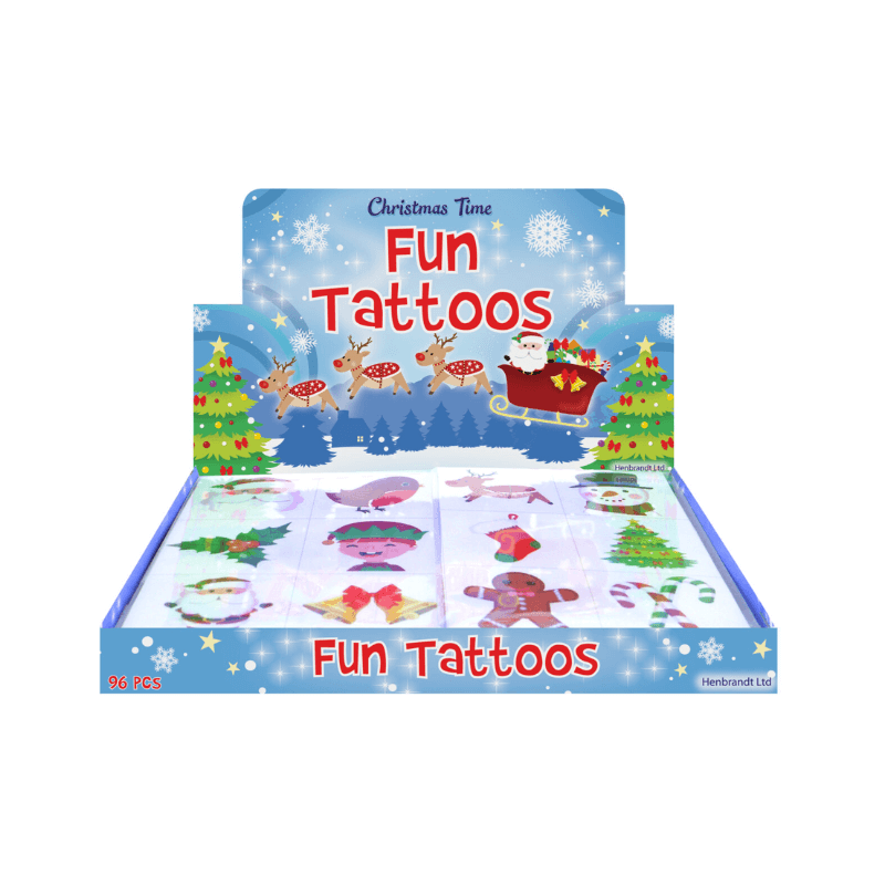Wholesale Christmas Temporary Tattoo Sheets - (CDU of 96)