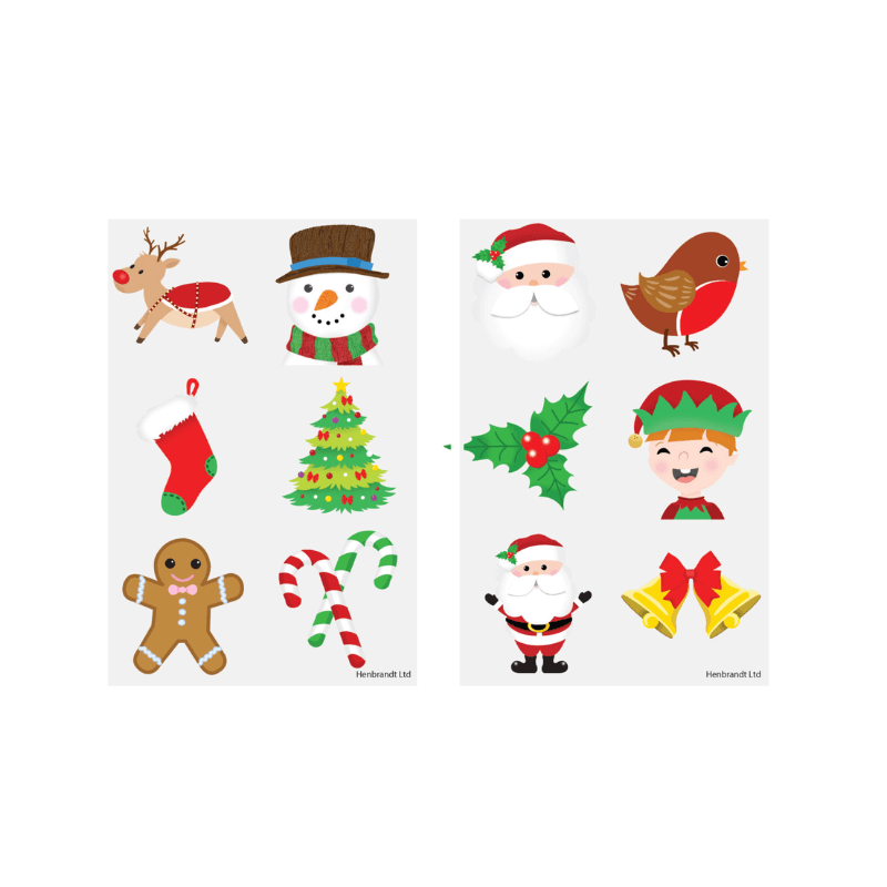 Wholesale Christmas Temporary Tattoo Sheets - (CDU of 96)