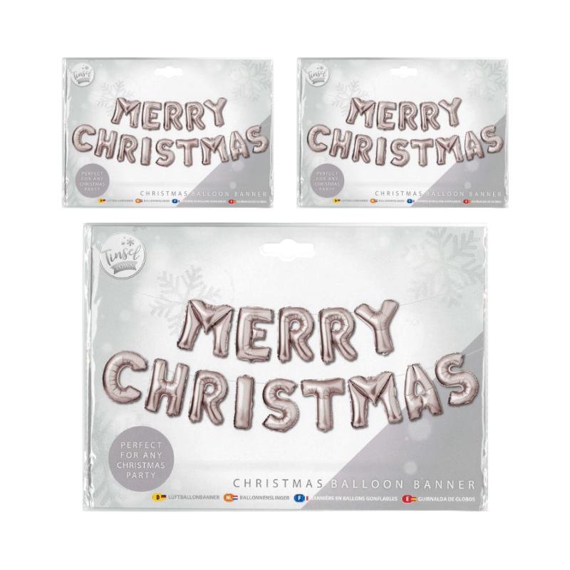 Wholesale Merry Christmas Balloon Banner- Silver - (Case of 12)