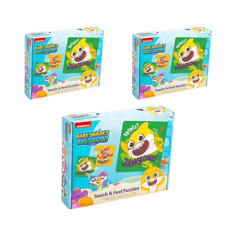 Wholesale Baby Shark Touch & Feel Puzzles 3 Pack - (Case of 6)