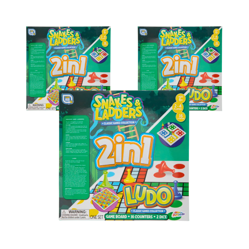 Wholesale Grafix 2in1 Snakes and Ladders & Ludo Board Games - (Case of 26)