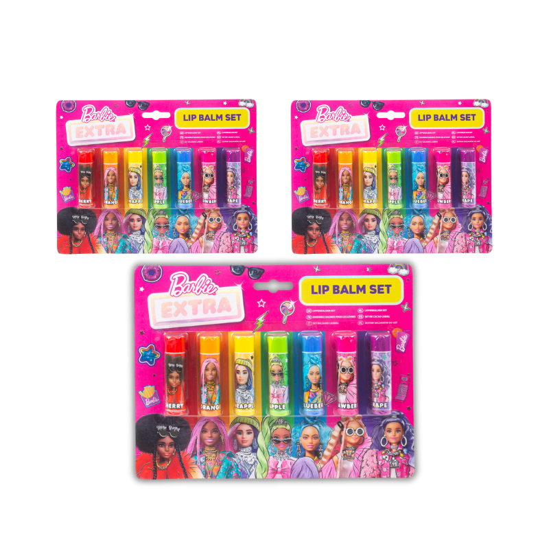 Wholesale Mattel Barbie Extra Set Of 7 Lip Balms - (Case of 6)