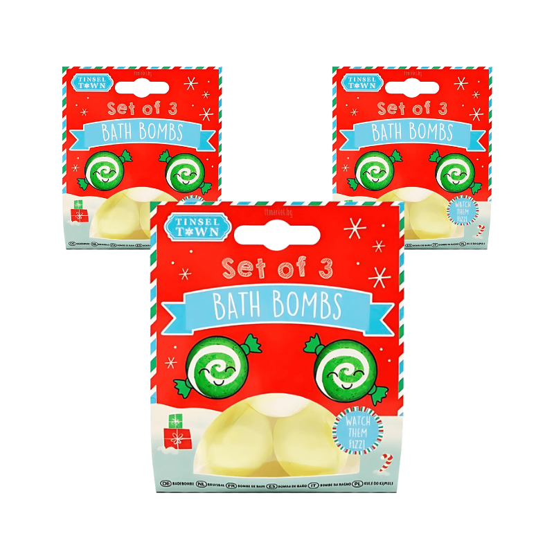 Wholesale Set of 3 Green Christmas Bath Bombs - (Case of 12)