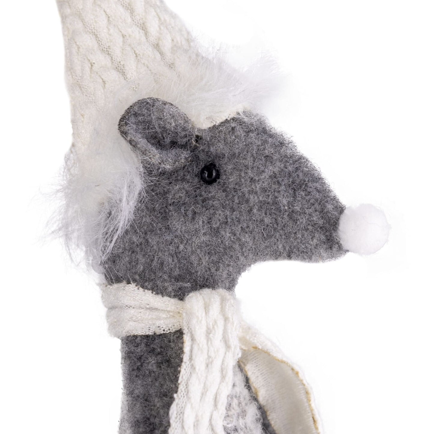 Silver Mouse w/Dangly Legs Checked Xmas Ornament