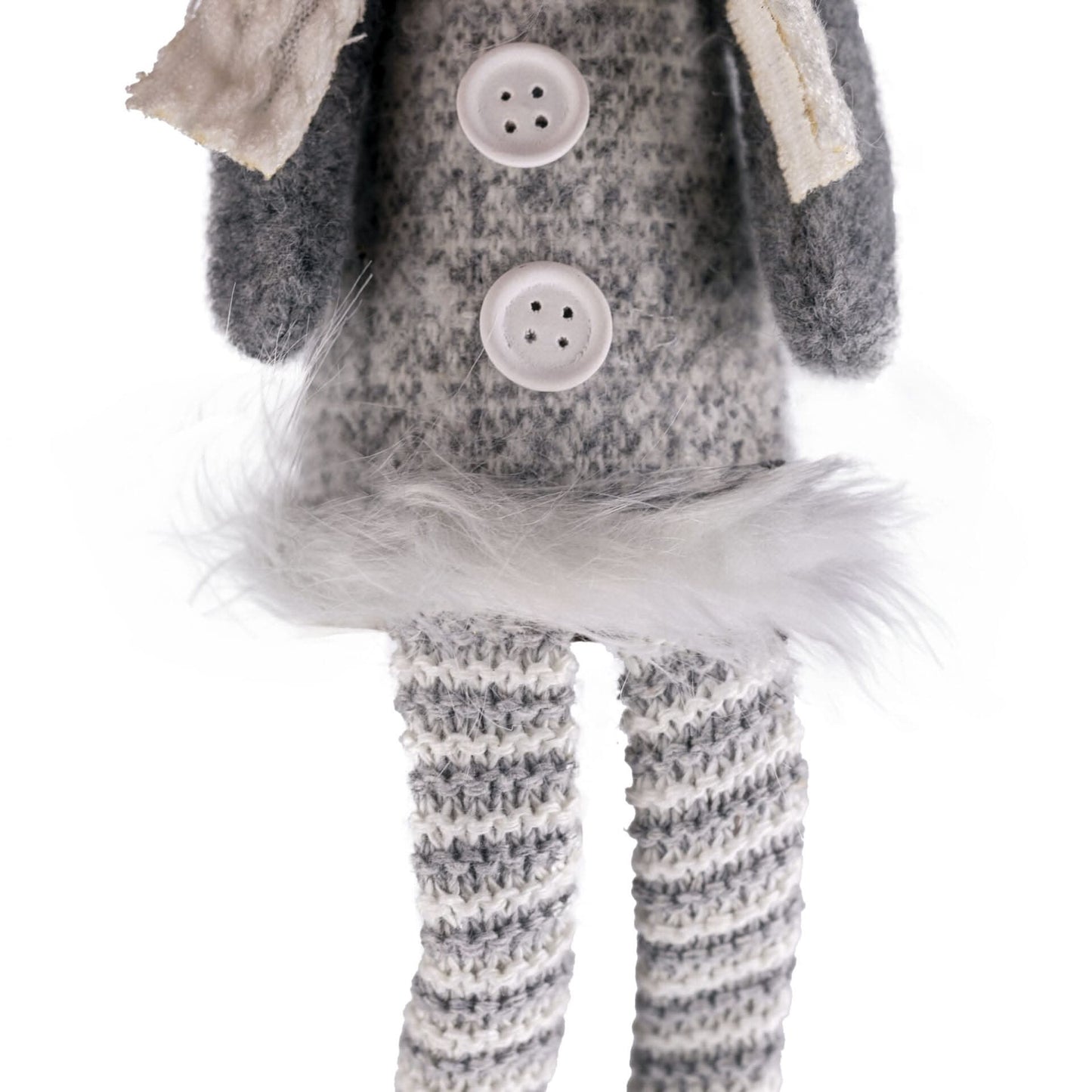 Silver Mouse w/Dangly Legs Checked Xmas Ornament