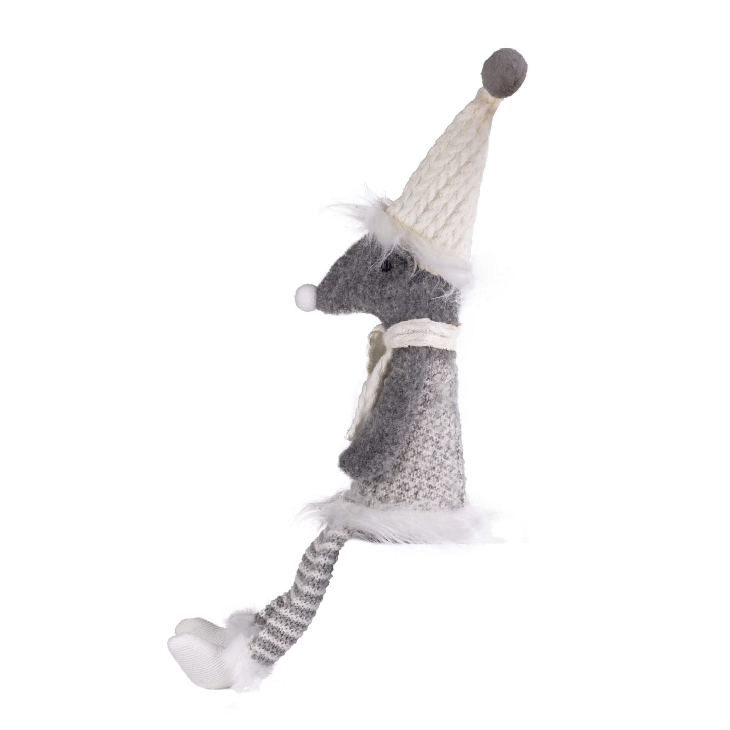 Silver Mouse w/Dangly Legs Checked Xmas Ornament