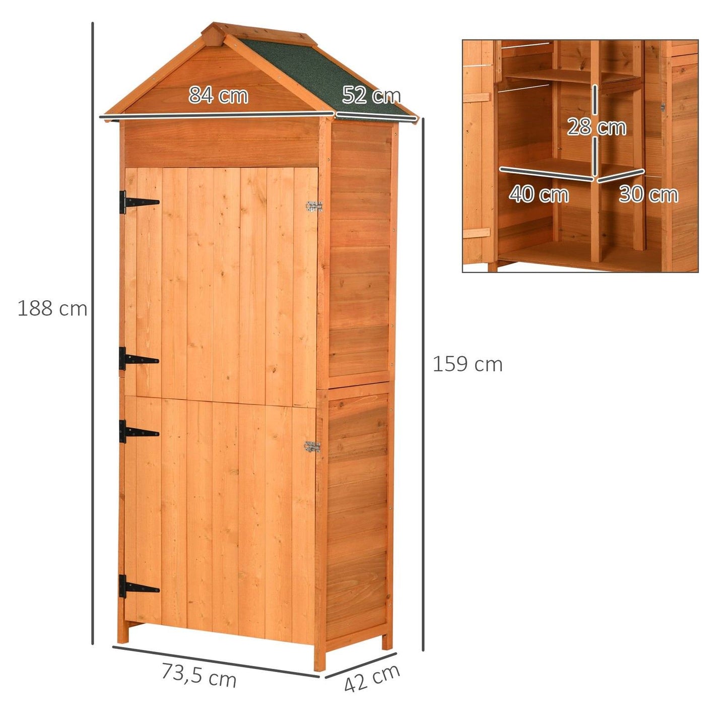 Rustica 188cm Barn Door Apex Garden Store Lockable Fir Wood Teak by Steadfast