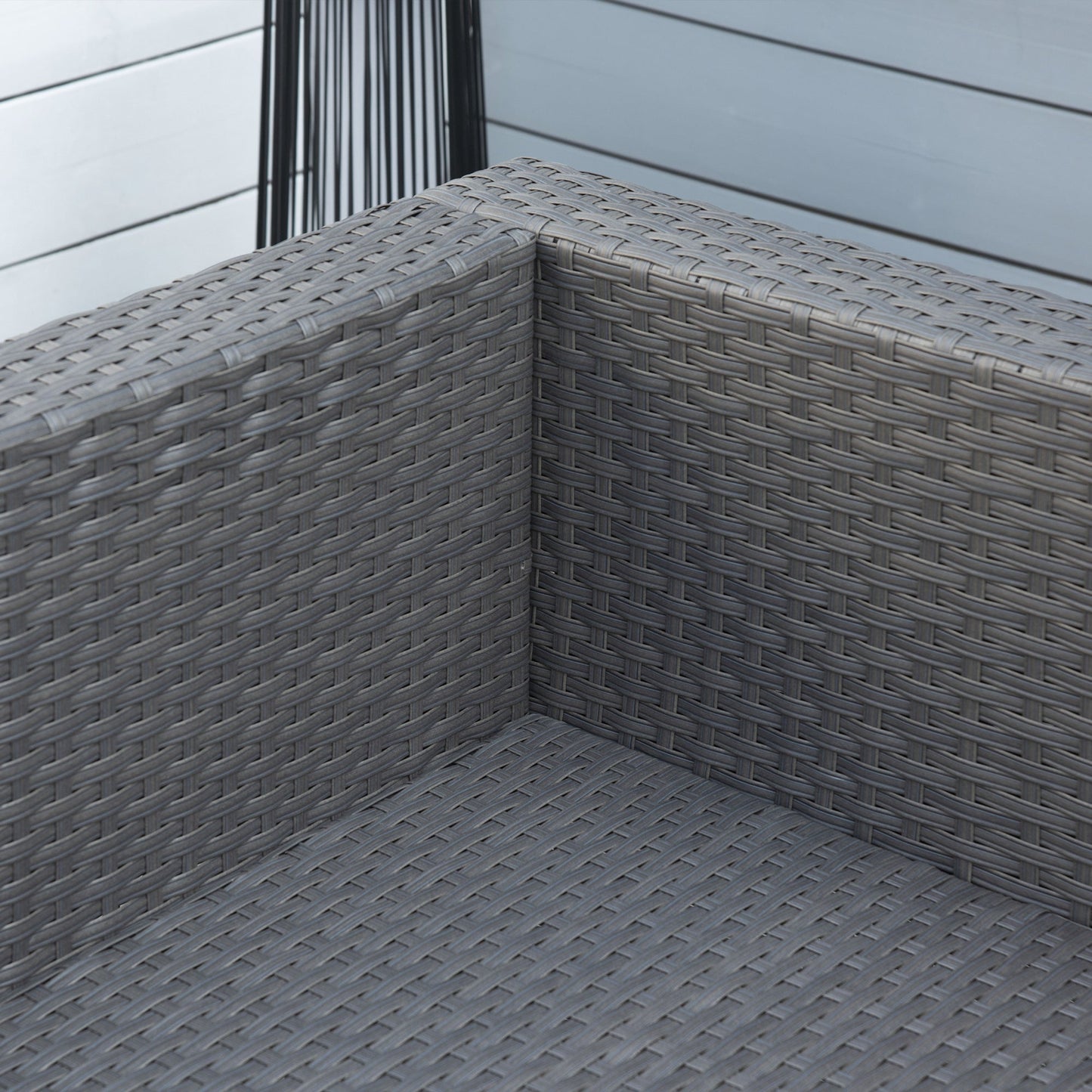 10 Pcs Rattan Sofa Set-Grey/Dusty Blue Cushion