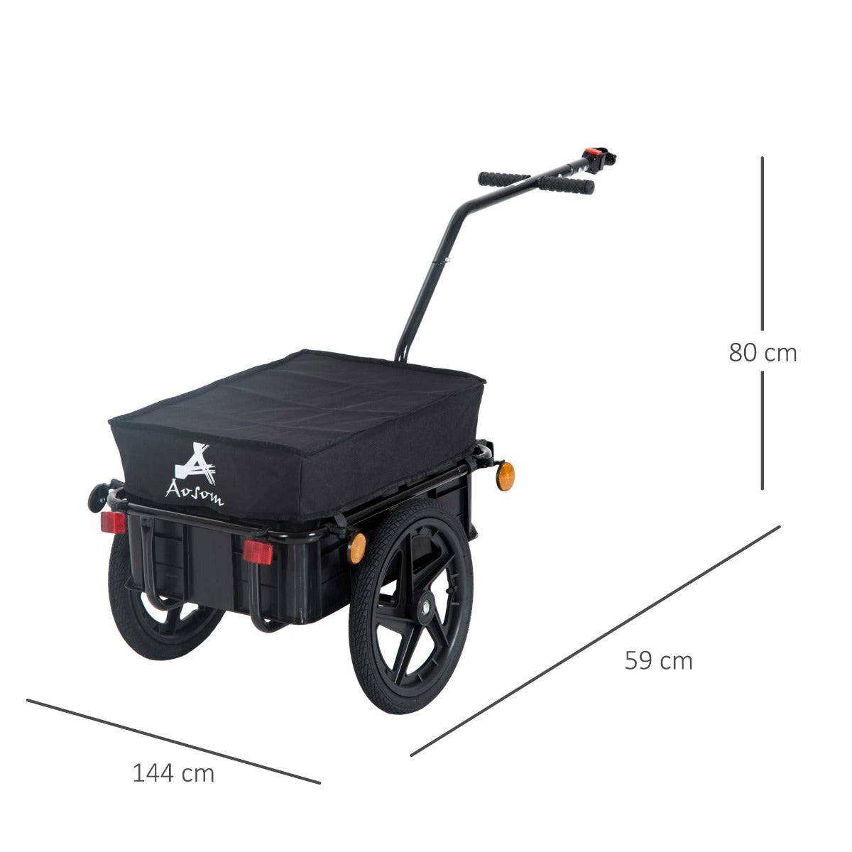 Cargo Trailer Bike Stroller Garden Trolley W/Carrier Utility Luggage & Wheels Black