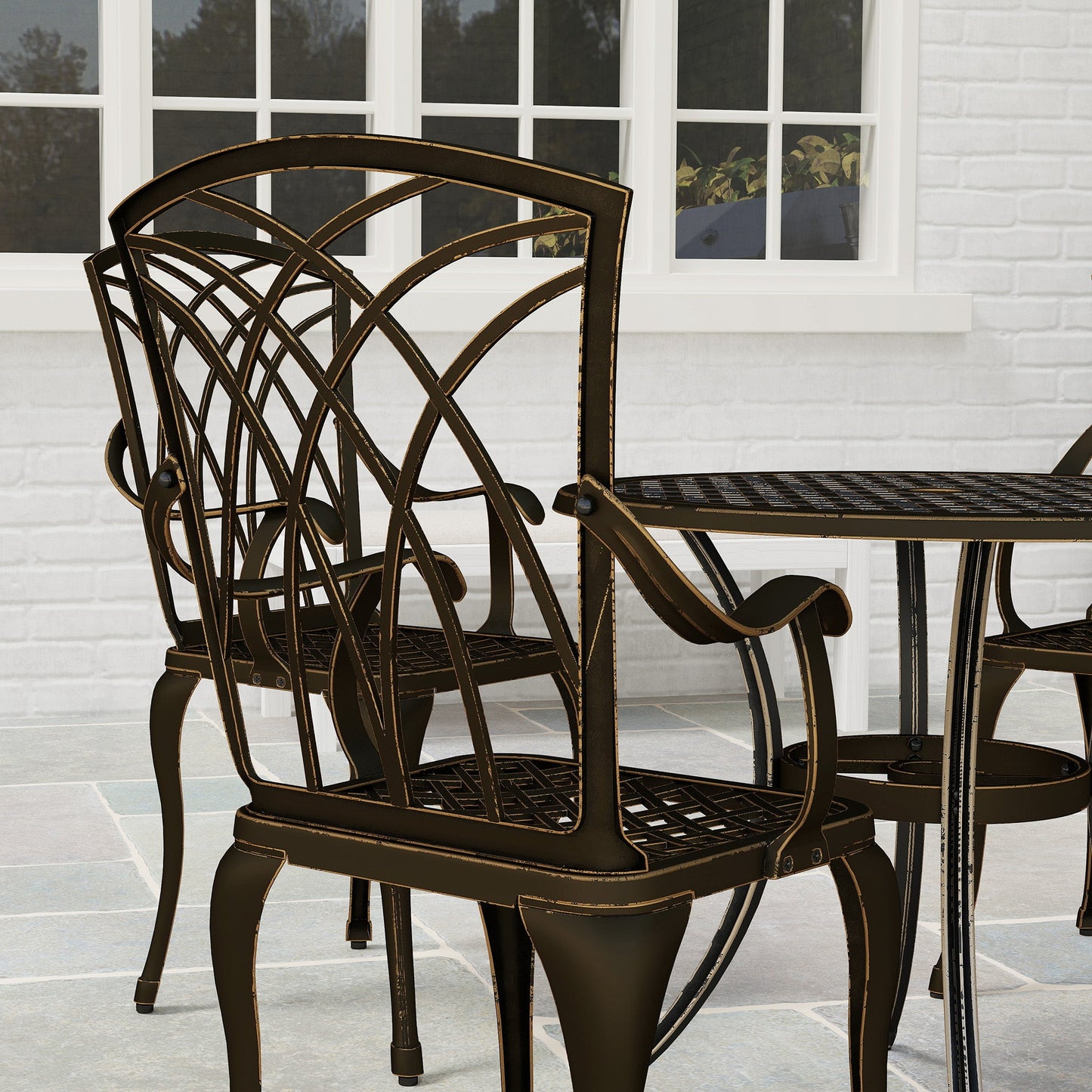 Outsunny 5 PCs Garden Dining Set, Garden Furniture Set, Bronze Tone