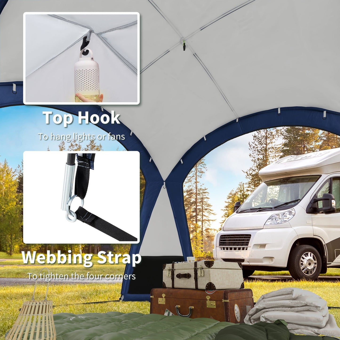 Dome Tent for 6-8 Person Camping Tent w/ Zipped Mesh Doors Lamp Hook Outsunny