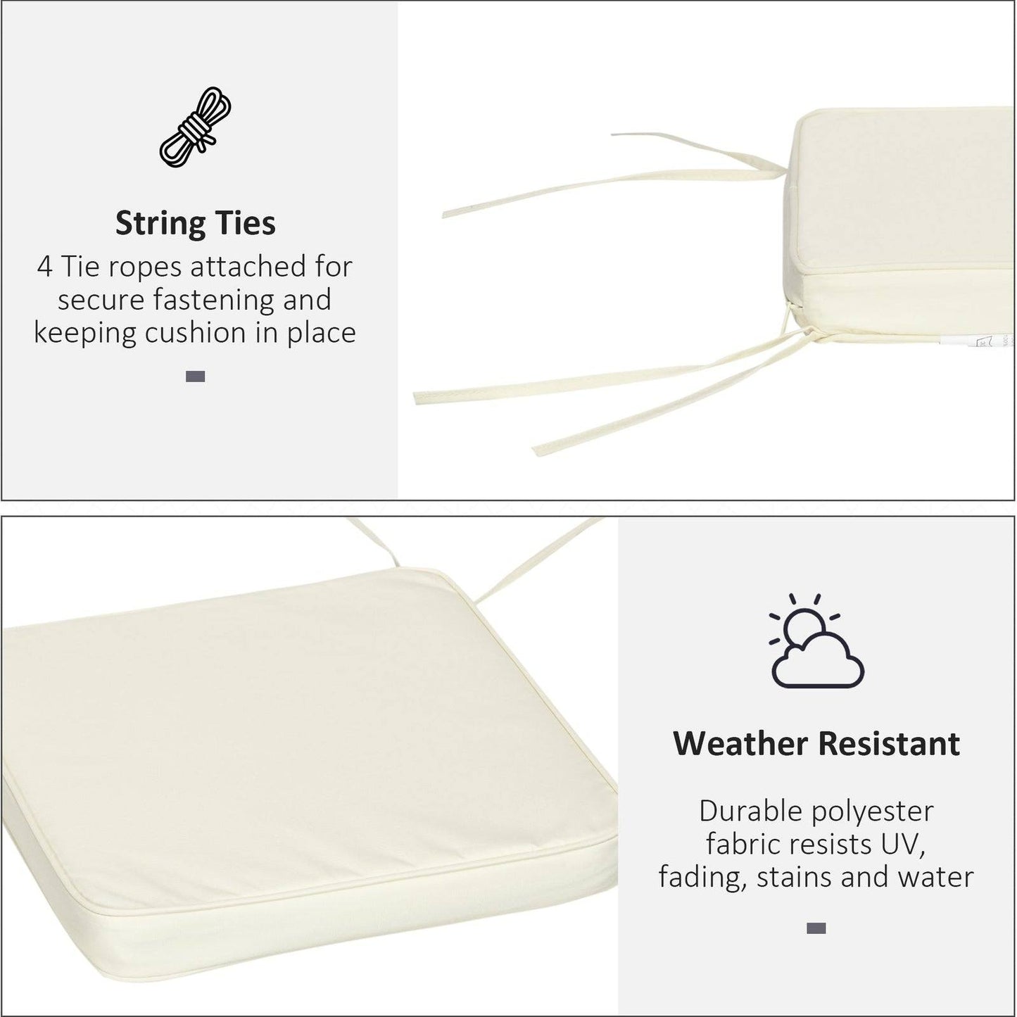 Set of Six Replacement Chair Cushions - Cream White