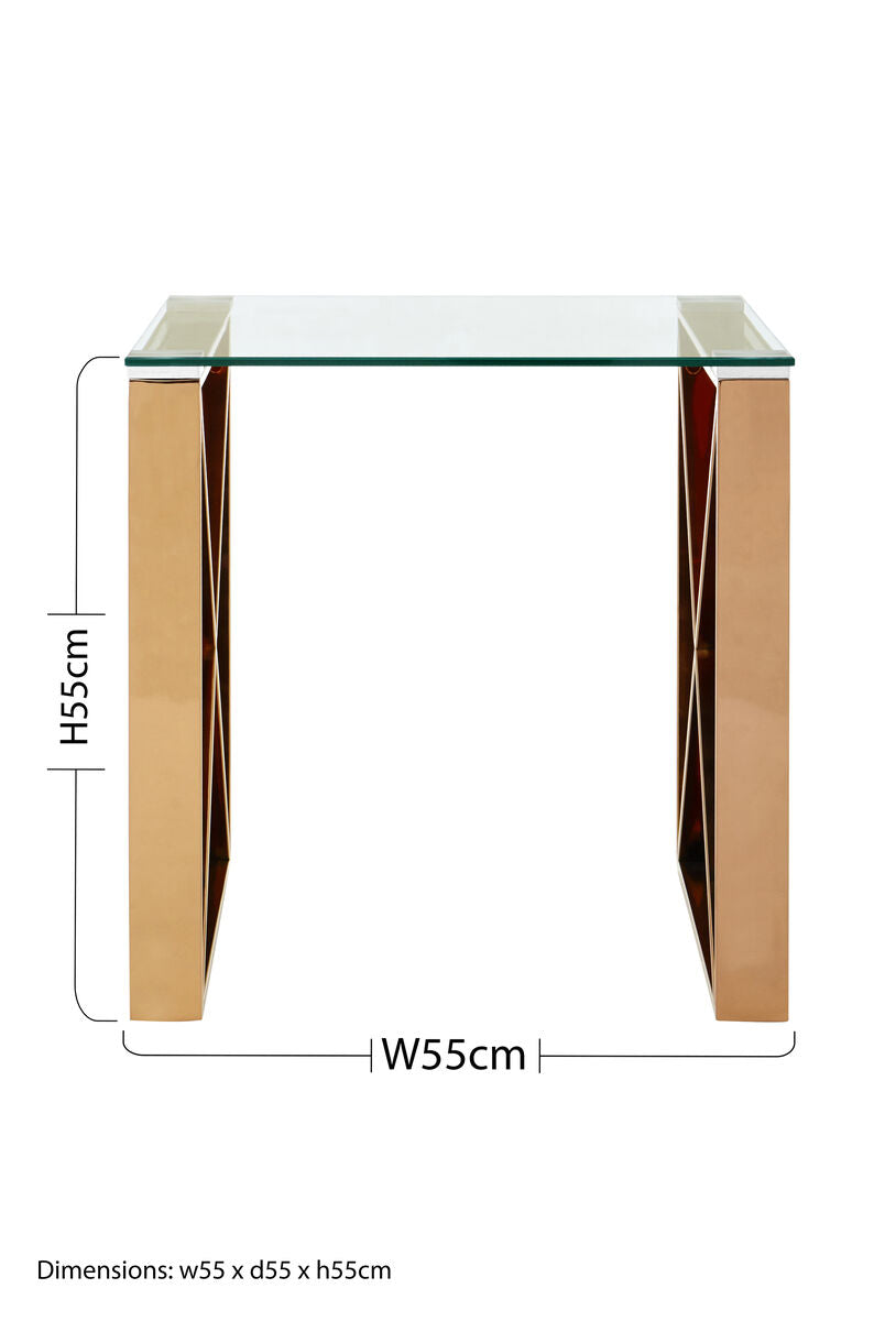 Allure Rose Gold Cross Legs End Table