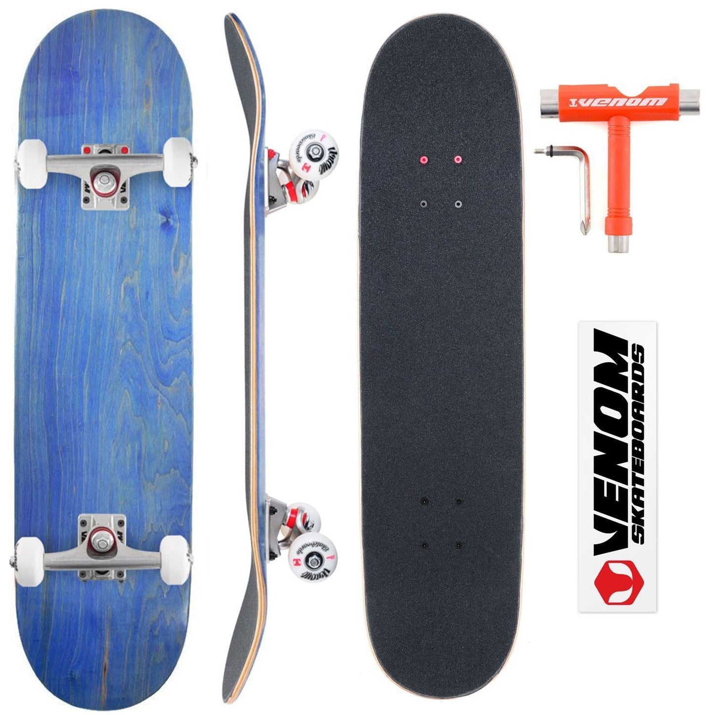 Venom Core Complete Built Skateboard - Blue/Raw - 8.0