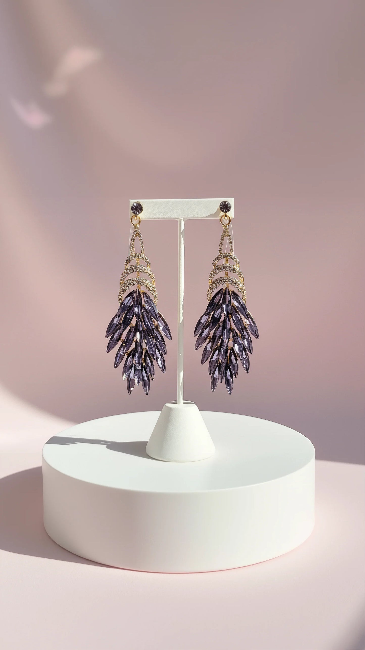 Layered Lilac Crystal Drop & Dangle Earrings