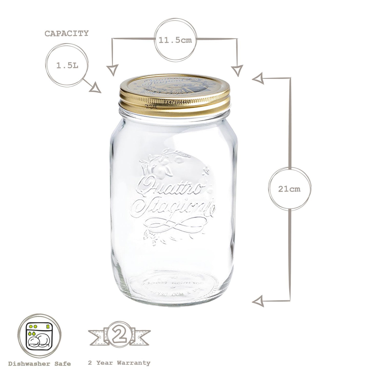 1.5L Quattro Stagioni Glass Storage Jar