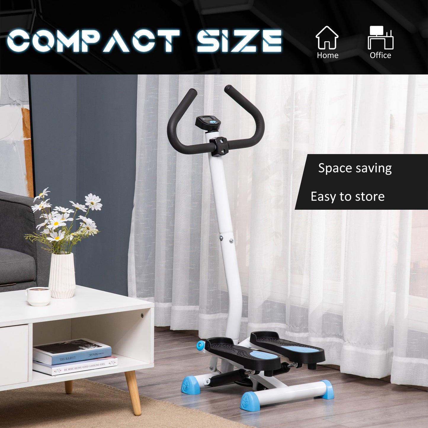 Adjustable Stepper Aerobic Ab Exercise Fitness Workout Machine with LCD Screen & Handlebars