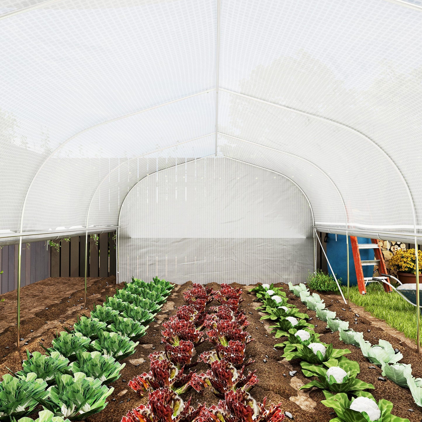 Outsunny Polytunnel Greenhouse W/ Roll-up Sidewalls, Mesh Door, 6 x 3 x 2m