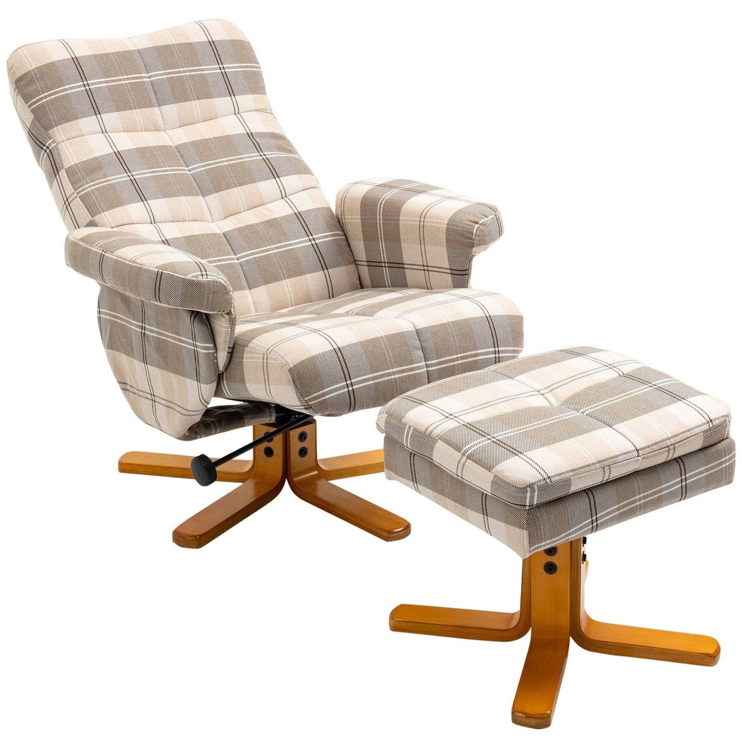 Linen Swivel Recliner Chair with Footstool