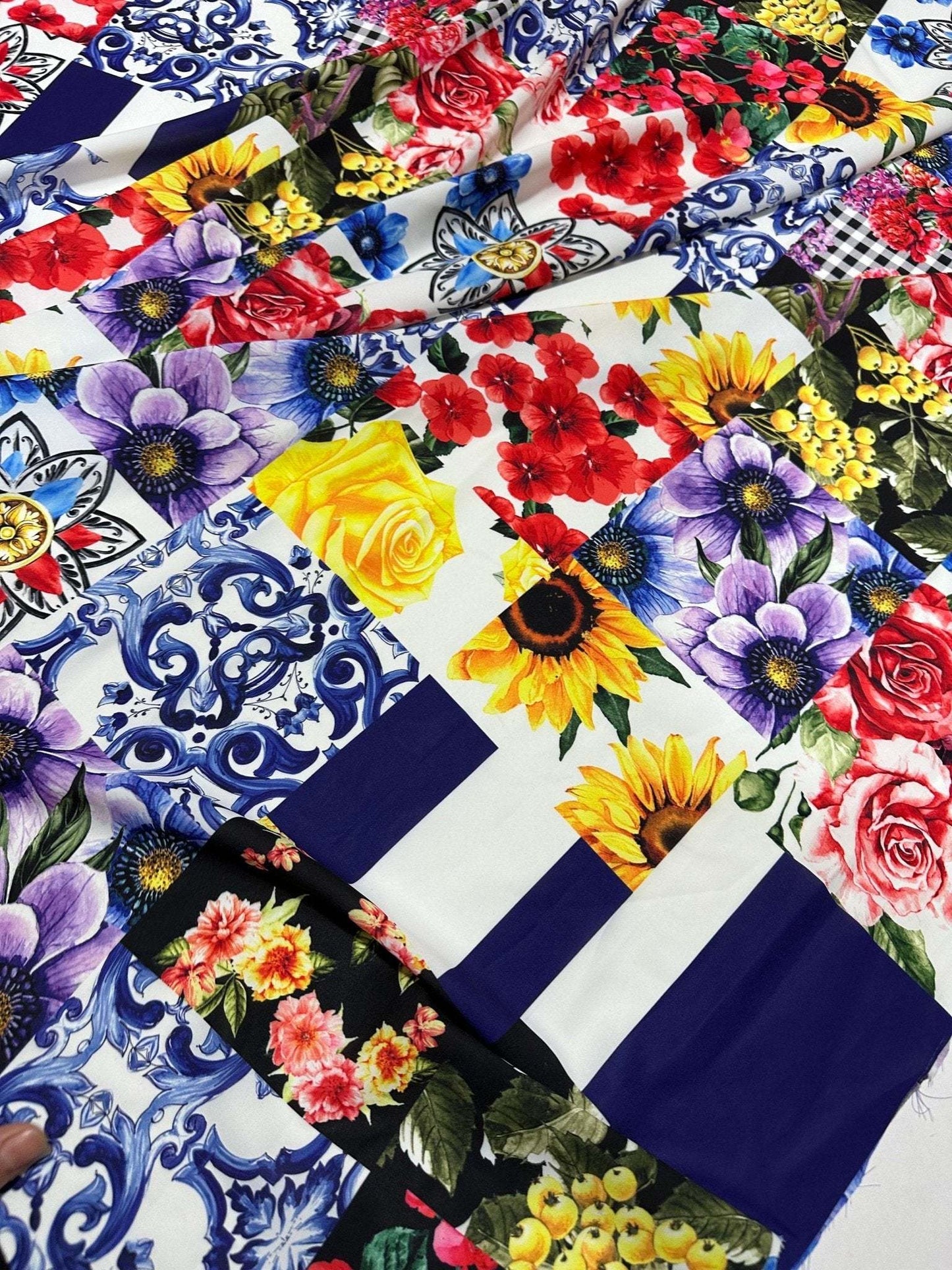 Majolica Pattern Fabric – Custom Printed Fabric, Choose Material by Metre